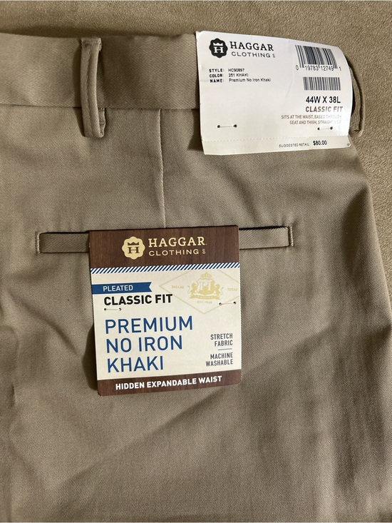 Haggar Other - Haggar Big & Tall Khaki Classic Fit Pleated No Iron NWT Pants 44x38
